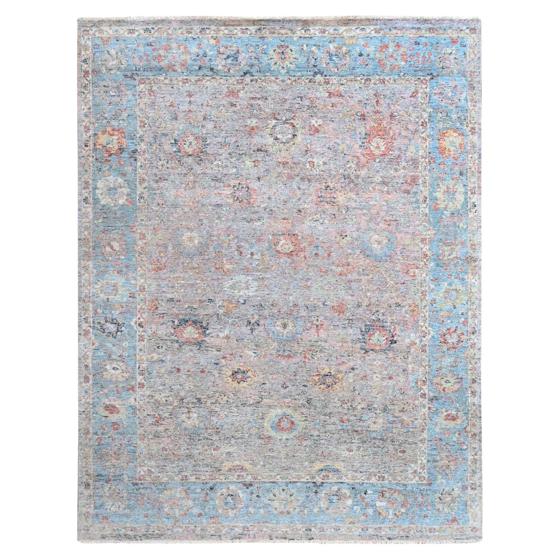 9'x12' Whisper Pink, Ziegler Mahal Design, Hand Knotted, Pure Wool, Zero Pile, Distressed, Oriental Rug 